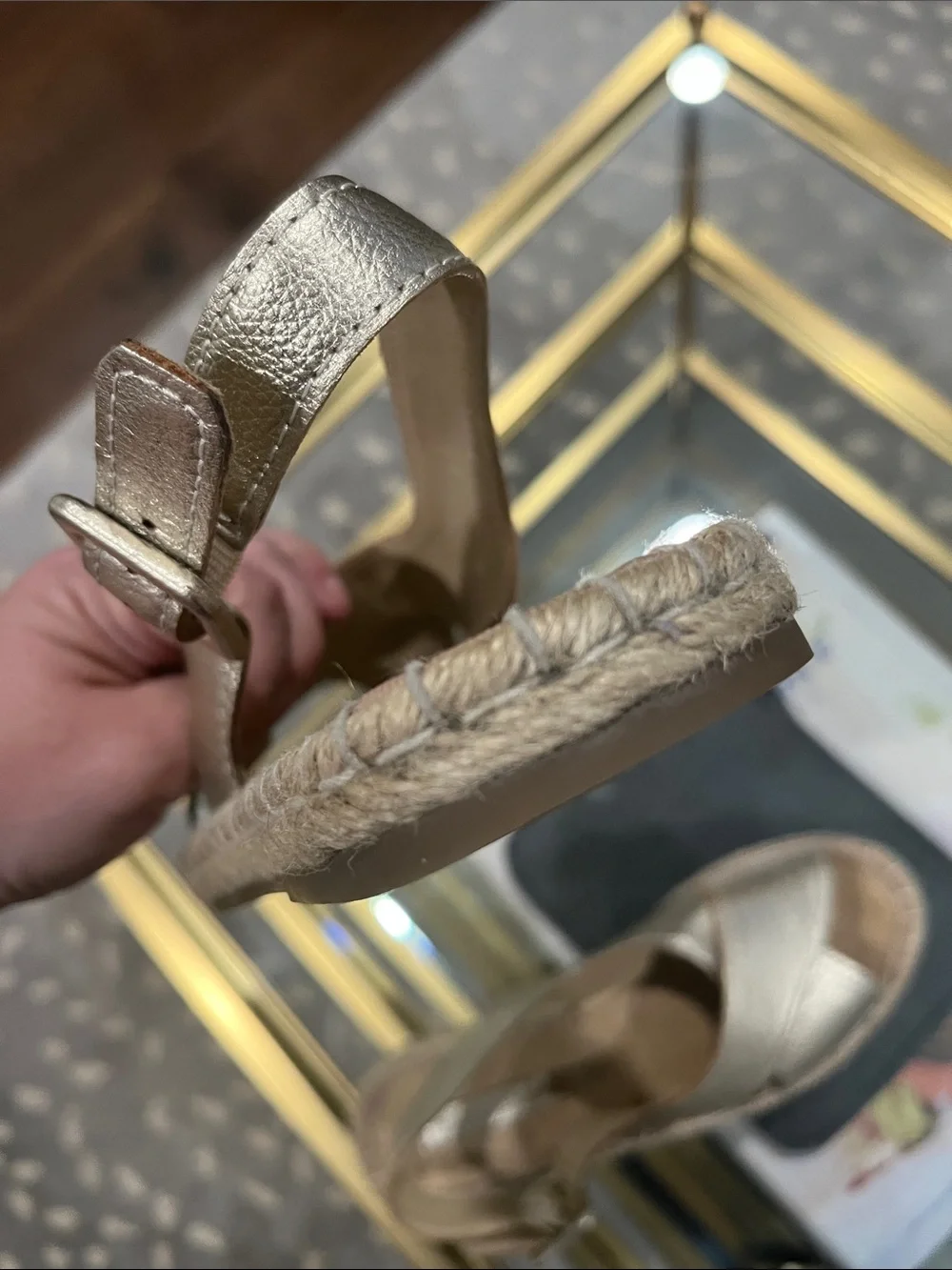 Pour La Victoire Metallic Gold Women's Slingback Espadrille Sandals